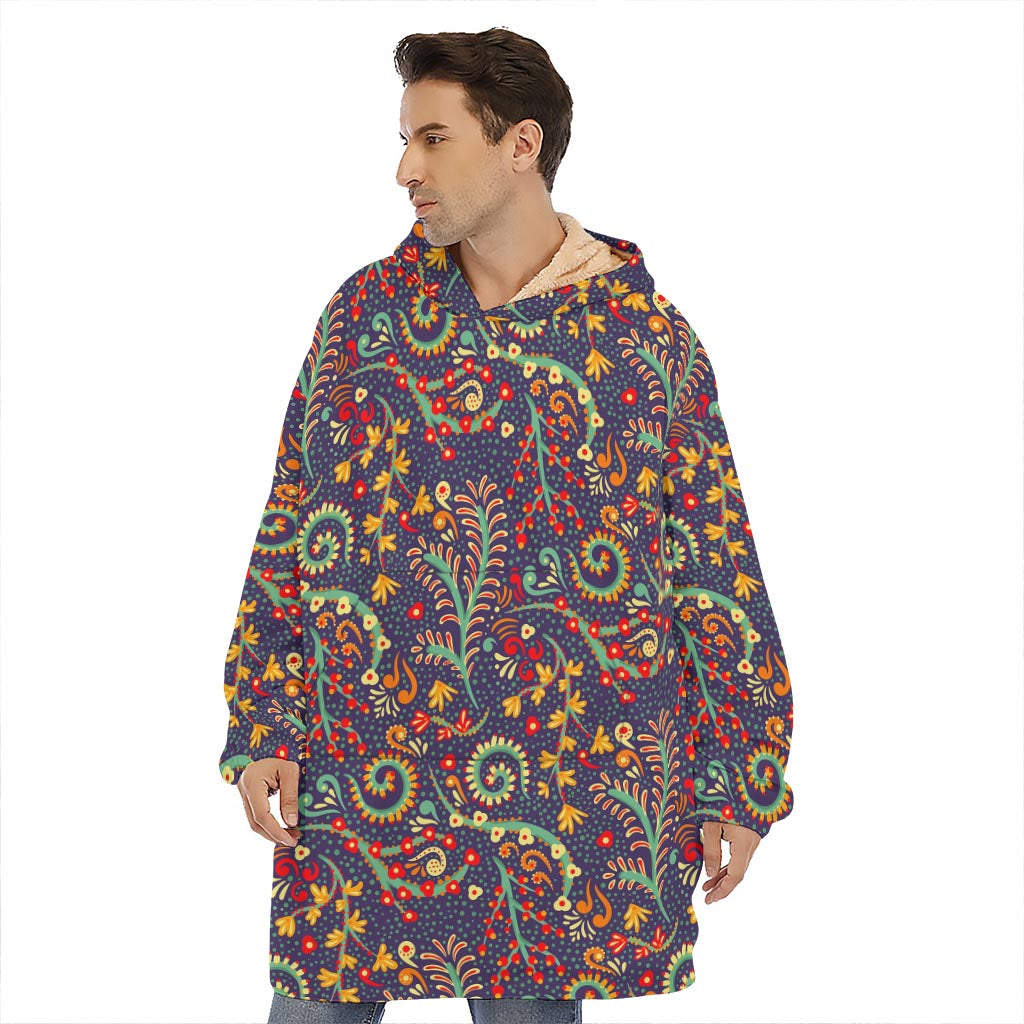 Mandala Floral Bohemian Pattern Print Hoodie Blanket