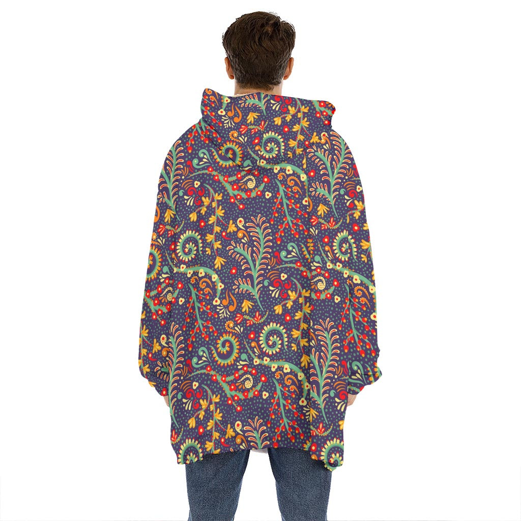 Mandala Floral Bohemian Pattern Print Hoodie Blanket