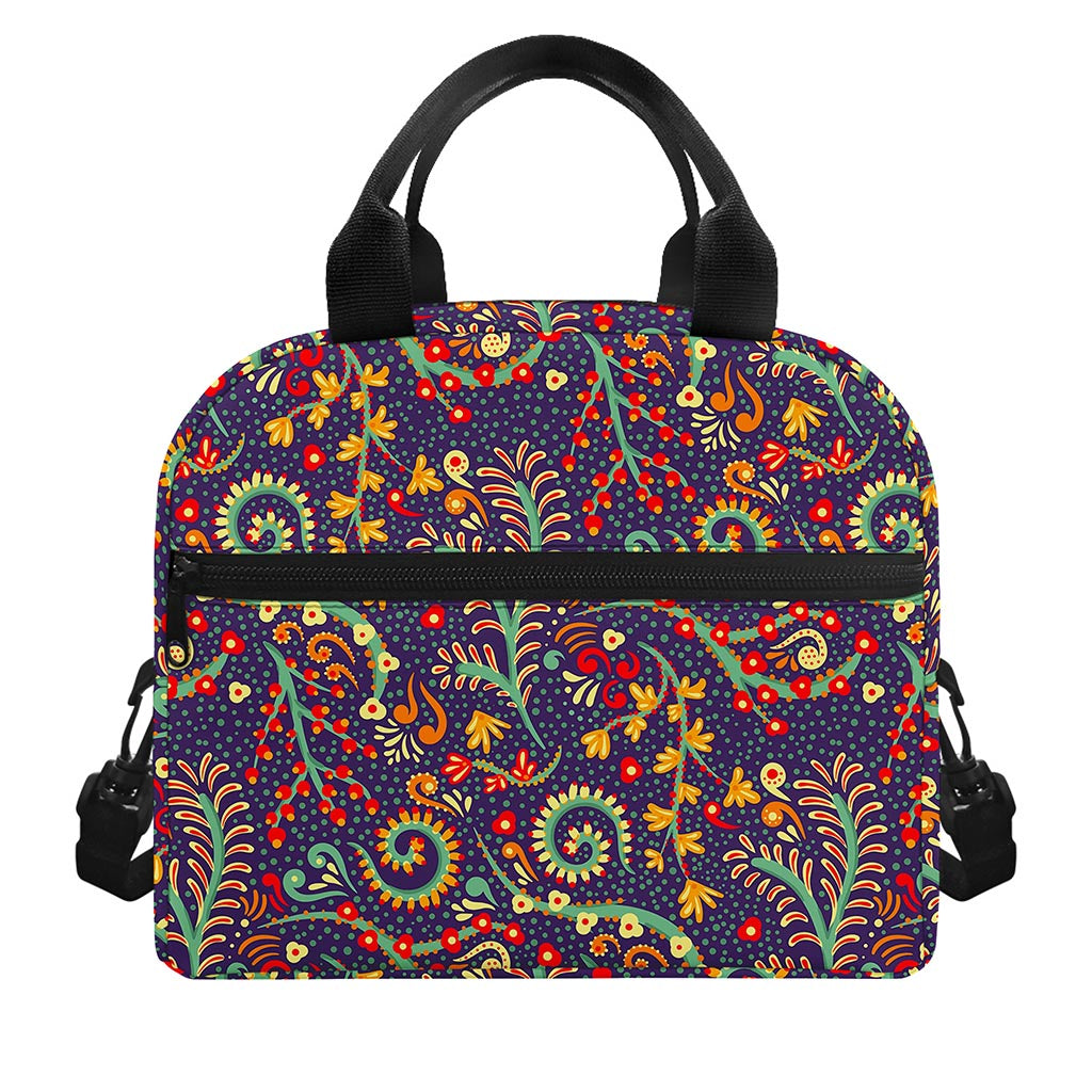 Mandala Floral Bohemian Pattern Print Insulated Lunch Bag