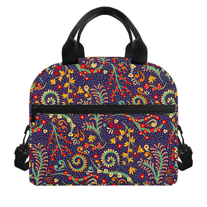 Mandala Floral Bohemian Pattern Print Insulated Lunch Bag