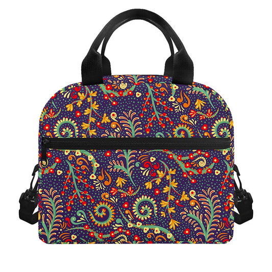 Mandala Floral Bohemian Pattern Print Insulated Lunch Bag