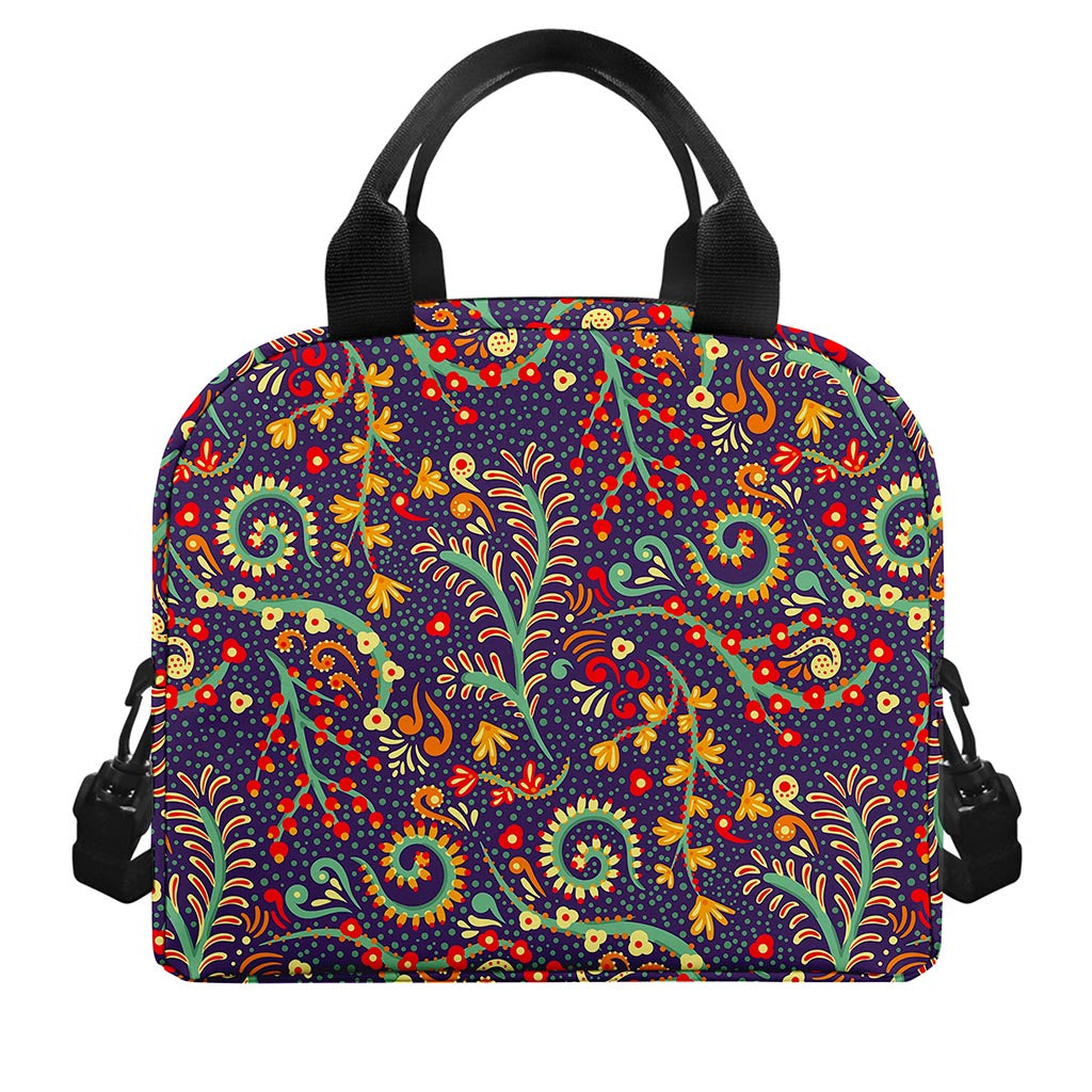 Mandala Floral Bohemian Pattern Print Insulated Lunch Bag