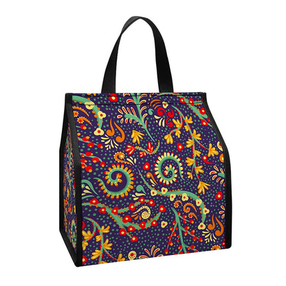 Mandala Floral Bohemian Pattern Print Insulated Lunch Tote