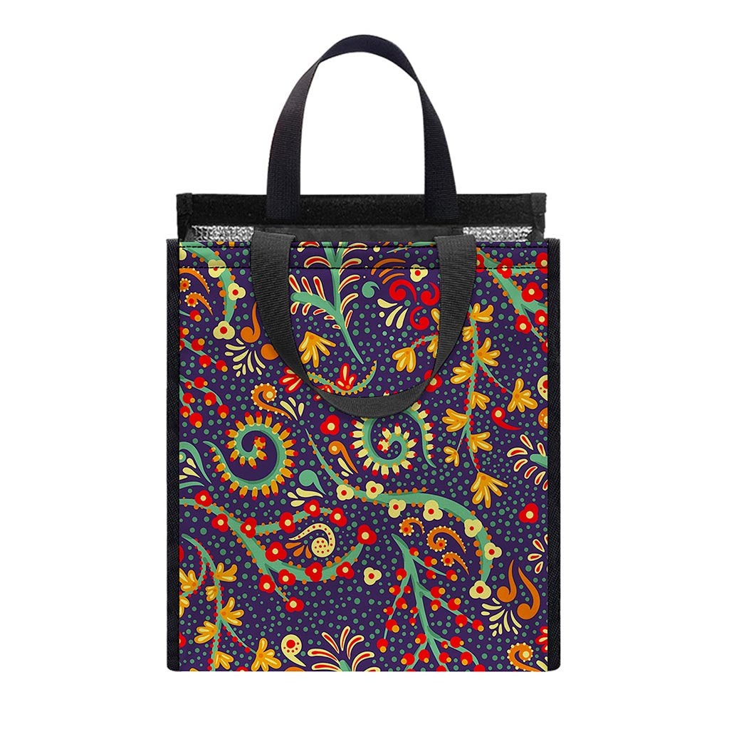 Mandala Floral Bohemian Pattern Print Insulated Lunch Tote
