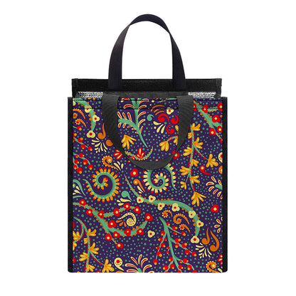 Mandala Floral Bohemian Pattern Print Insulated Lunch Tote