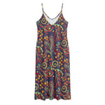 Mandala Floral Bohemian Pattern Print Jersey Midi Cami Dress