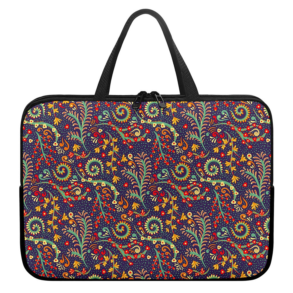 Mandala Floral Bohemian Pattern Print Laptop Sleeve With Handle