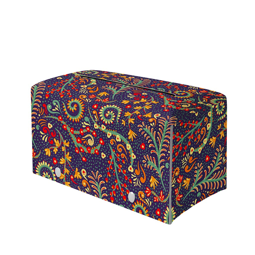 Mandala Floral Bohemian Pattern Print Leather Tissue Box Cover