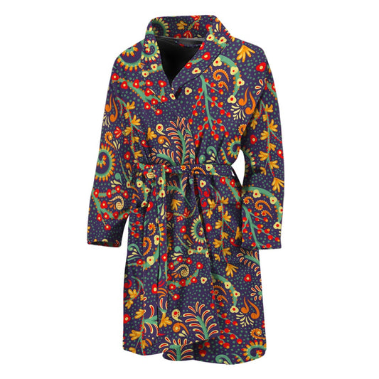 Mandala Floral Bohemian Pattern Print Men's Bathrobe