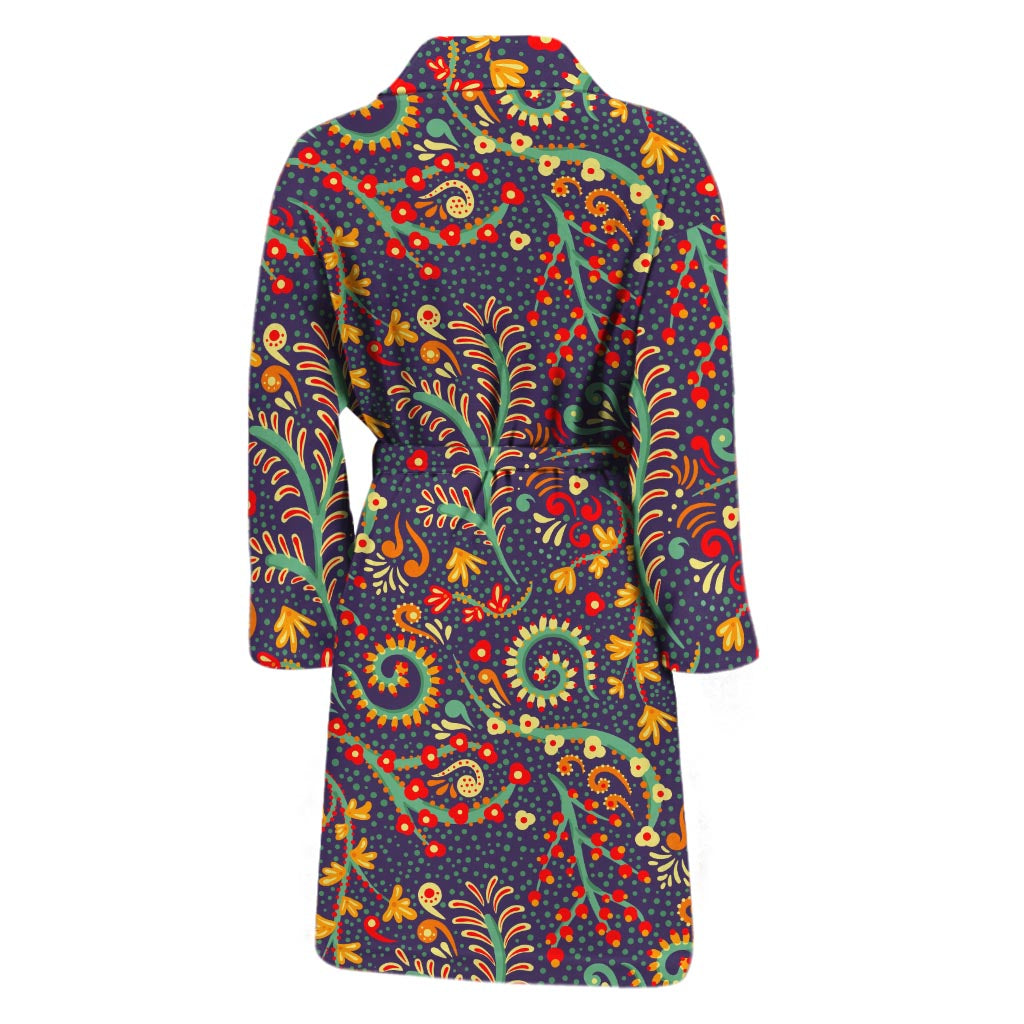Mandala Floral Bohemian Pattern Print Men's Bathrobe