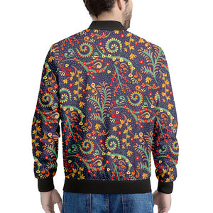 Mandala Floral Bohemian Pattern Print Men's Bomber Jacket