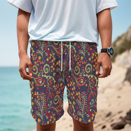 Mandala Floral Bohemian Pattern Print Men's Cargo Shorts