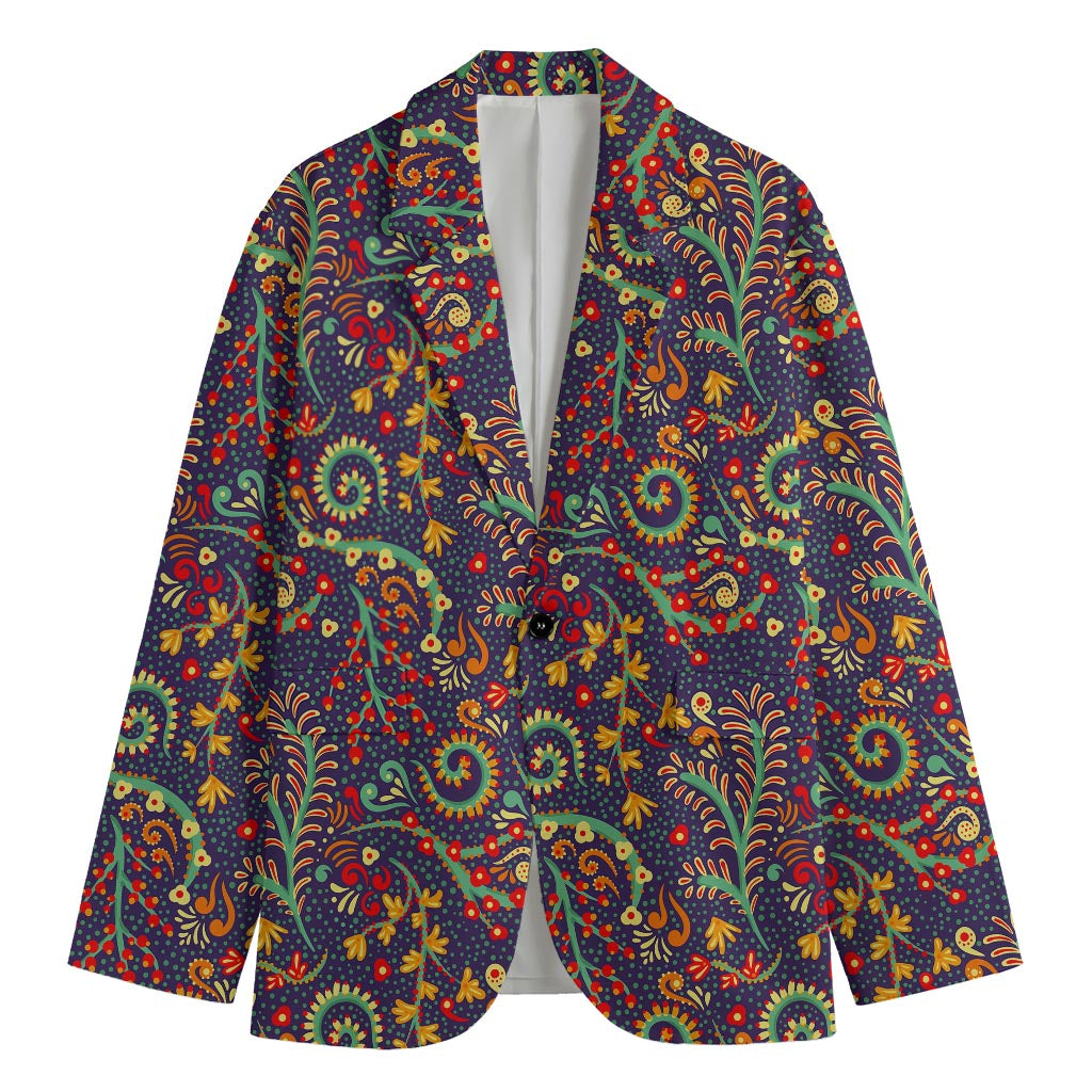 Mandala Floral Bohemian Pattern Print Men's Cotton Blazer