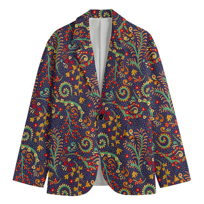 Mandala Floral Bohemian Pattern Print Men's Cotton Blazer