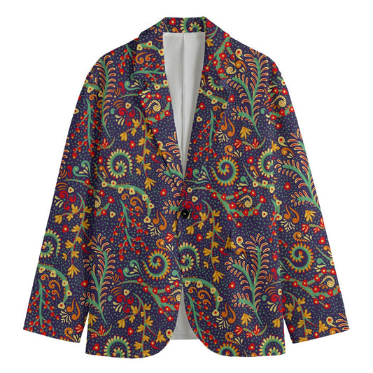 Mandala Floral Bohemian Pattern Print Men's Cotton Blazer