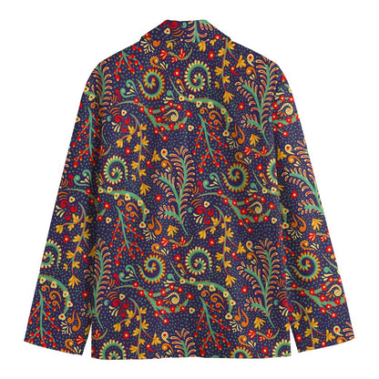 Mandala Floral Bohemian Pattern Print Men's Cotton Blazer