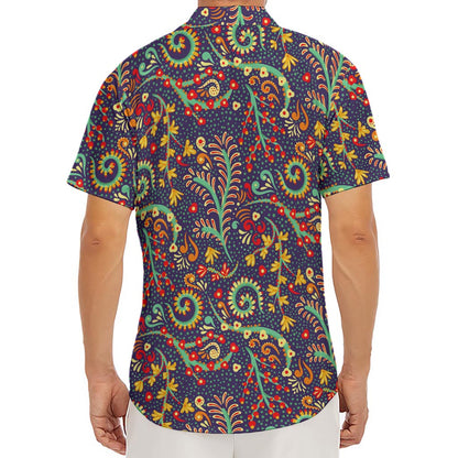 Mandala Floral Bohemian Pattern Print Men's Deep V-Neck Shirt