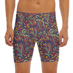 Mandala Floral Bohemian Pattern Print Men's Long Boxer Briefs
