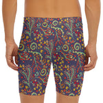 Mandala Floral Bohemian Pattern Print Men's Long Boxer Briefs