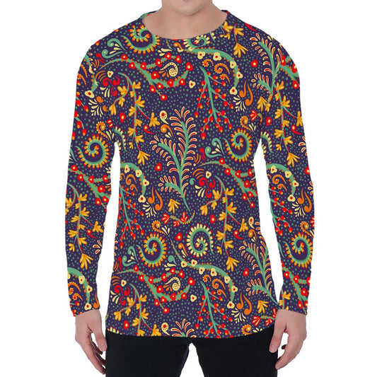 Mandala Floral Bohemian Pattern Print Men's Long Sleeve T-Shirt