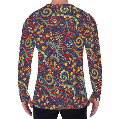 Mandala Floral Bohemian Pattern Print Men's Long Sleeve T-Shirt