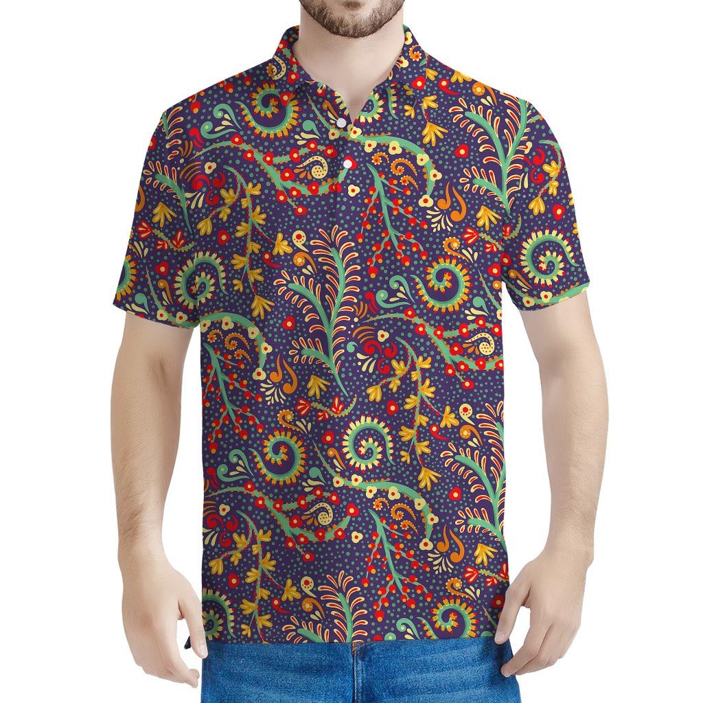 Mandala Floral Bohemian Pattern Print Men's Polo Shirt
