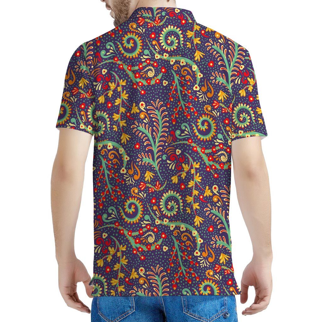 Mandala Floral Bohemian Pattern Print Men's Polo Shirt