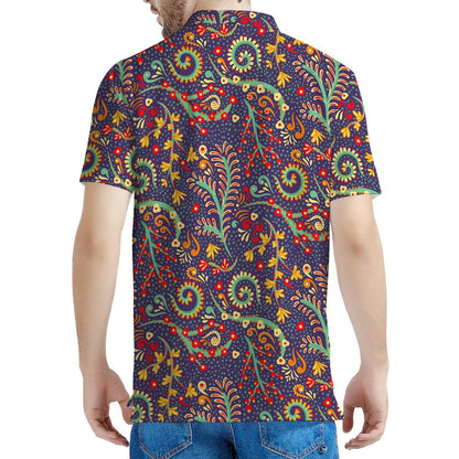 Mandala Floral Bohemian Pattern Print Men's Polo Shirt