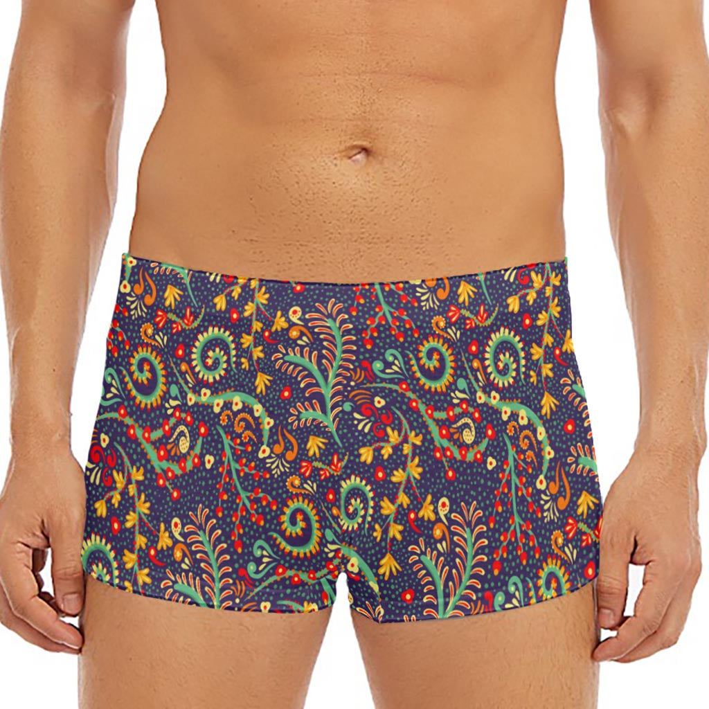 Mandala Floral Bohemian Pattern Print Men's Short Boxer Briefs
