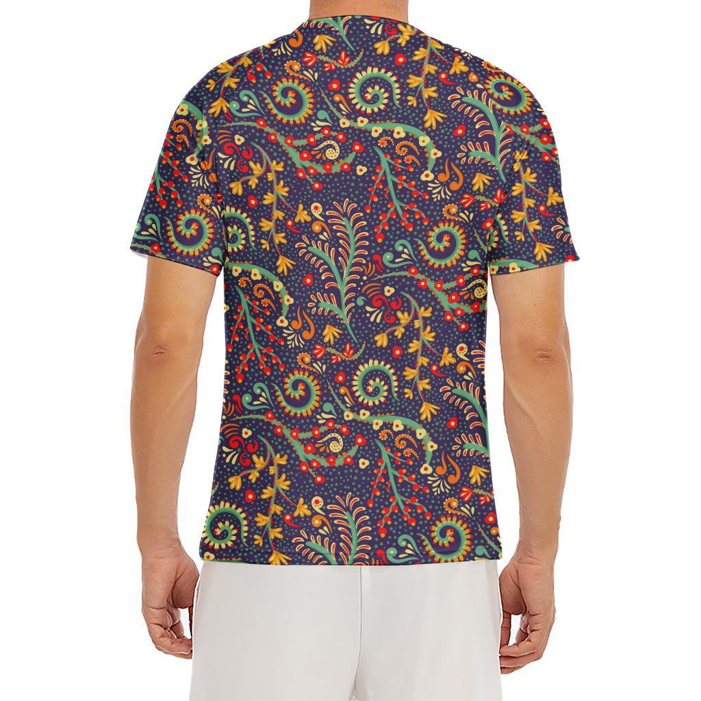 Mandala Floral Bohemian Pattern Print Men's Short Sleeve Rash Guard