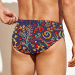 Mandala Floral Bohemian Pattern Print Men's Swim Briefs