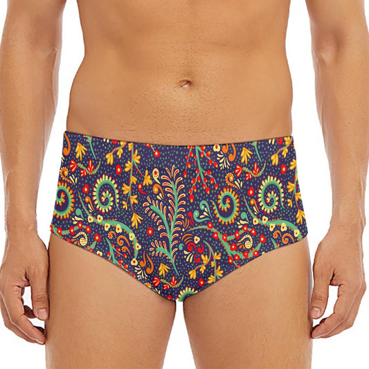 Mandala Floral Bohemian Pattern Print Men's Triangle Swim Briefs