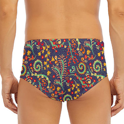 Mandala Floral Bohemian Pattern Print Men's Triangle Swim Briefs