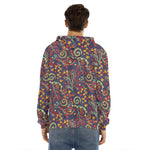 Mandala Floral Bohemian Pattern Print Men's Velvet Pullover Hoodie