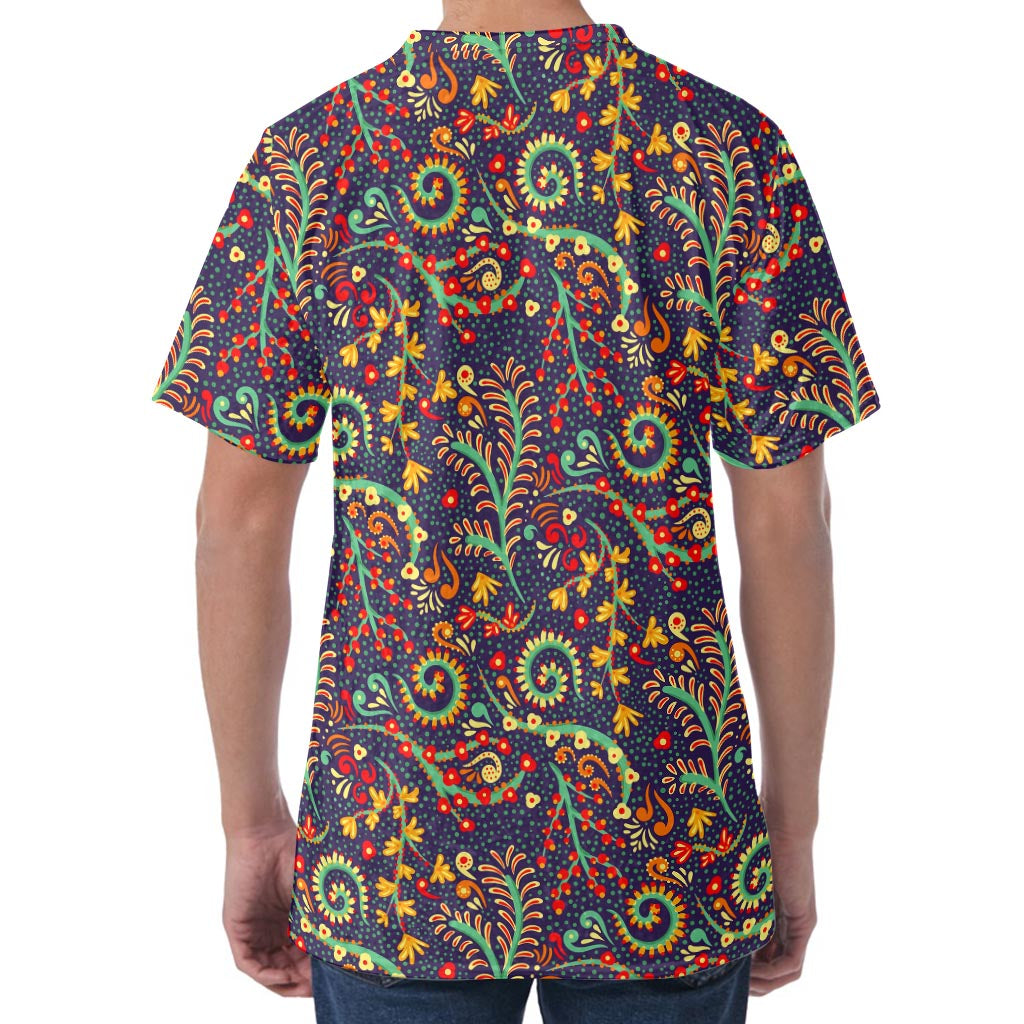 Mandala Floral Bohemian Pattern Print Men's Velvet T-Shirt