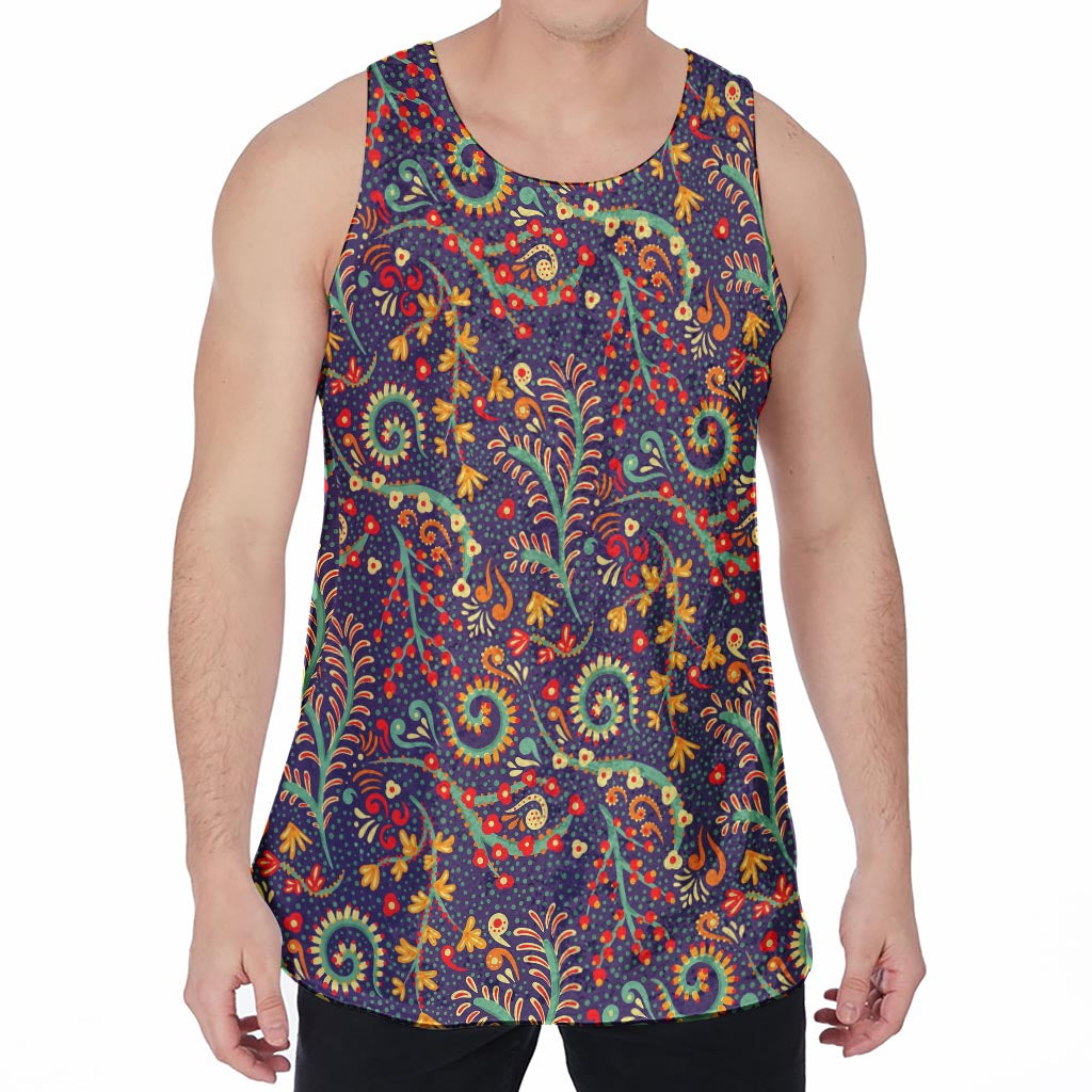 Mandala Floral Bohemian Pattern Print Men's Velvet Tank Top