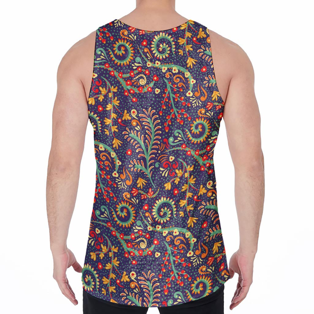 Mandala Floral Bohemian Pattern Print Men's Velvet Tank Top