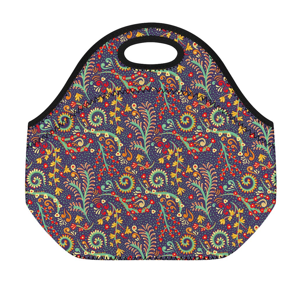 Mandala Floral Bohemian Pattern Print Neoprene Lunch Bag