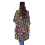 Mandala Floral Bohemian Pattern Print Open Front Beach Cover Up