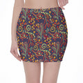 Mandala Floral Bohemian Pattern Print Pencil Mini Skirt