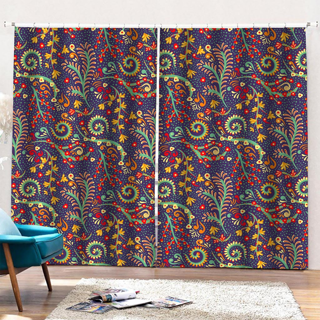 Mandala Floral Bohemian Pattern Print Pencil Pleat Curtains