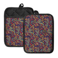 Mandala Floral Bohemian Pattern Print Pot Holders With Pocket