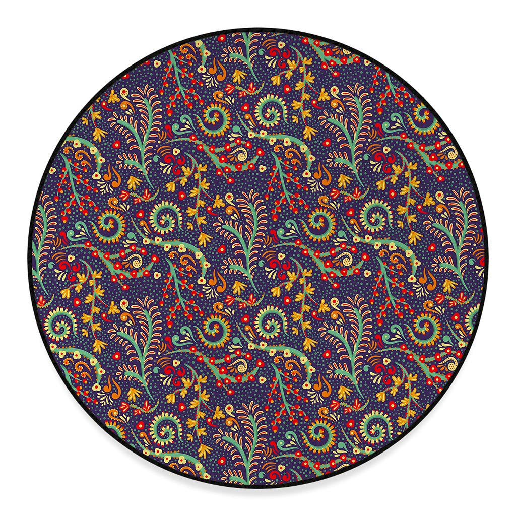 Mandala Floral Bohemian Pattern Print Round Floor Mat