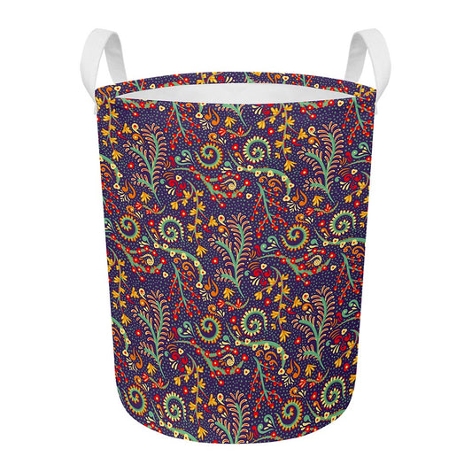 Mandala Floral Bohemian Pattern Print Round Laundry Basket