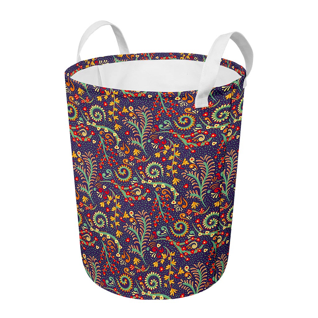 Mandala Floral Bohemian Pattern Print Round Laundry Basket