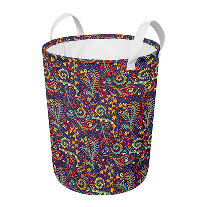 Mandala Floral Bohemian Pattern Print Round Laundry Basket