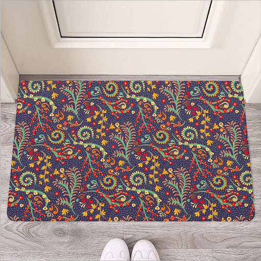 Mandala Floral Bohemian Pattern Print Rubber Doormat