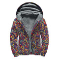 Mandala Floral Bohemian Pattern Print Sherpa Lined Zip Up Hoodie