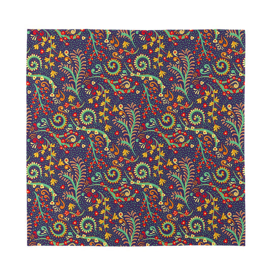 Mandala Floral Bohemian Pattern Print Silk Bandana