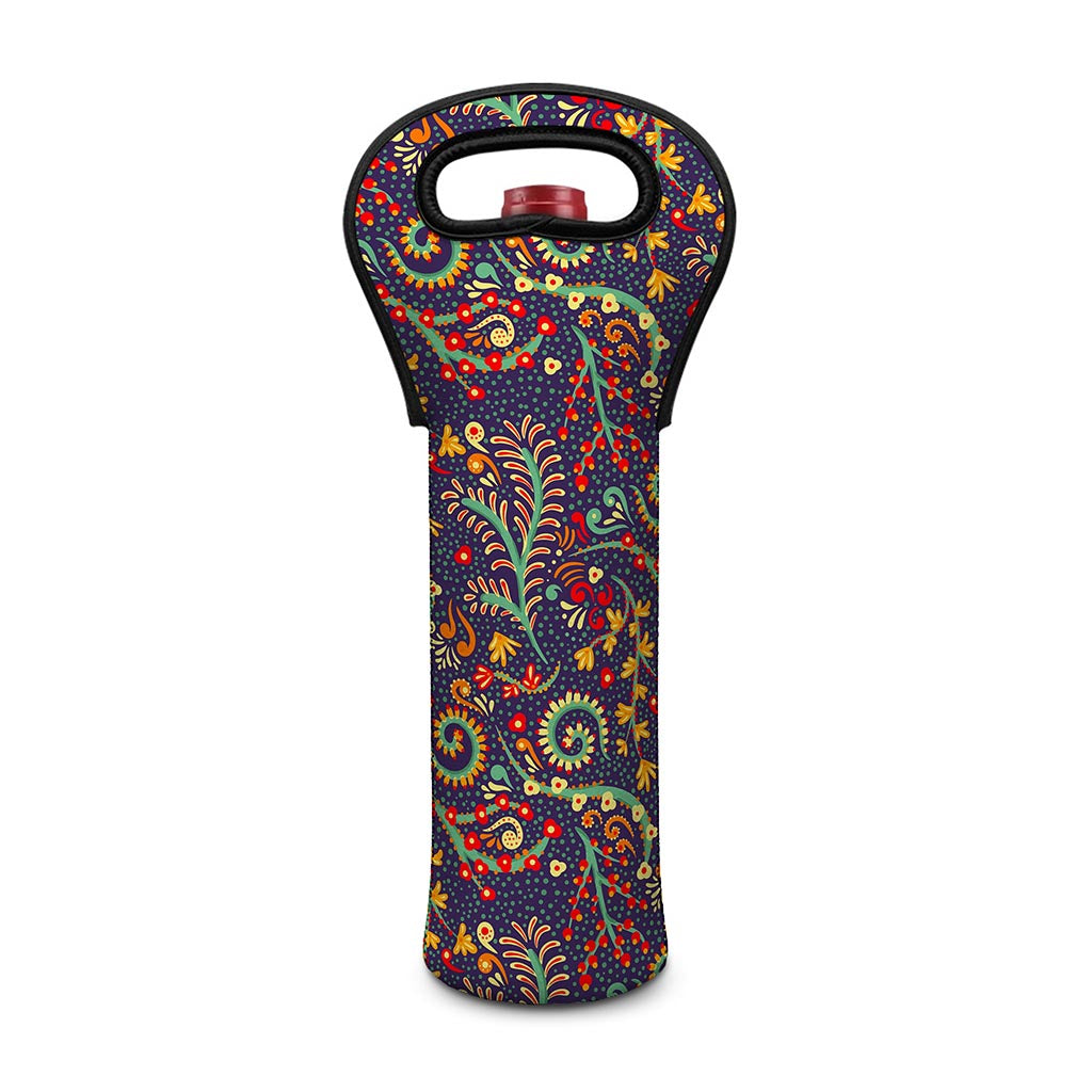 Mandala Floral Bohemian Pattern Print Single Neoprene Wine Tote